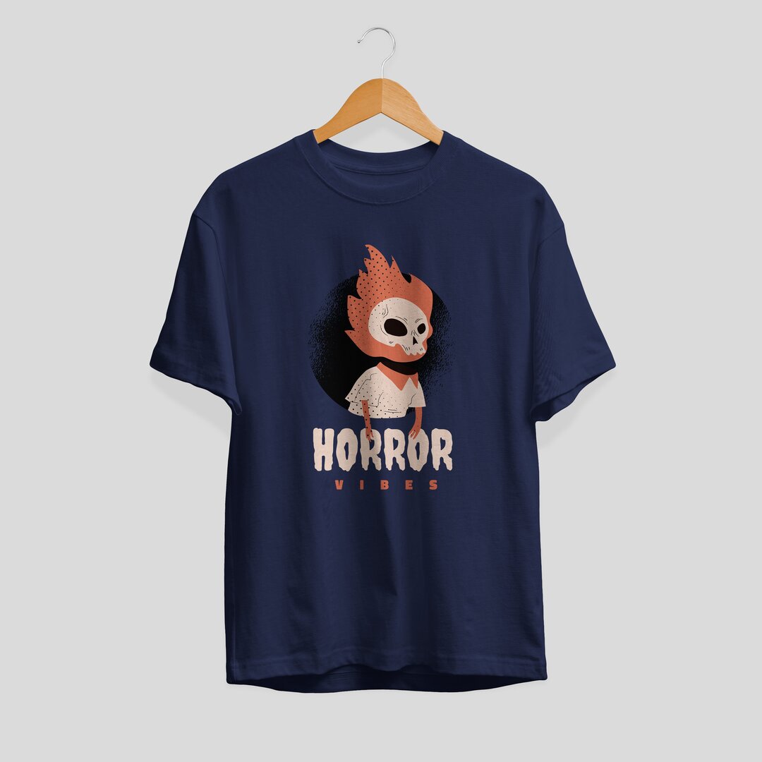 Horror vibes Unisex Half Sleeve T-Shirt — Navy