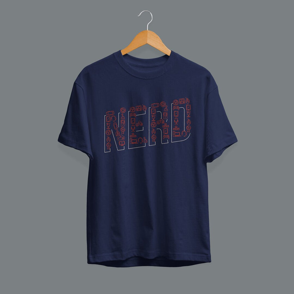 Nerd Unisex Half Sleeve T-Shirt — Navy