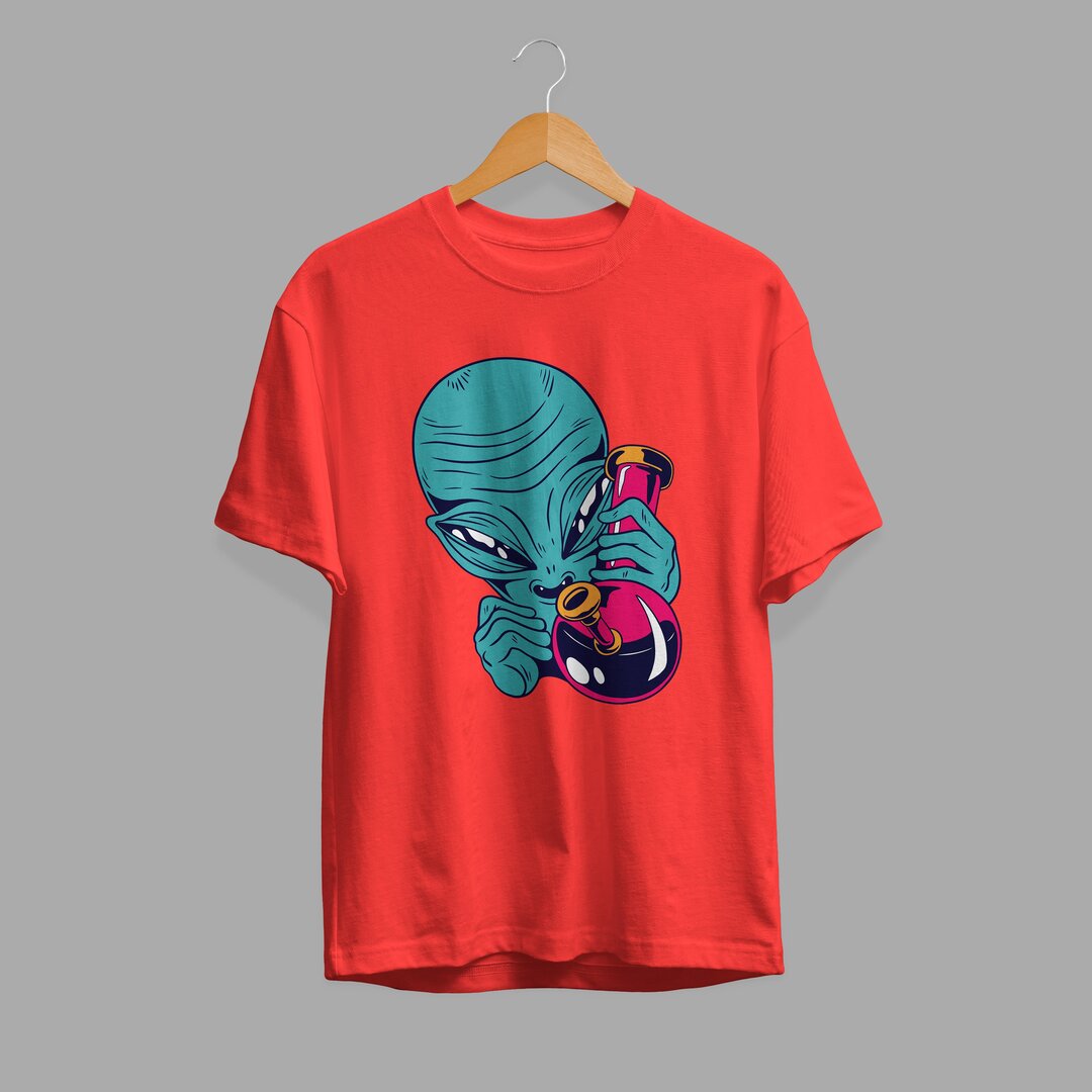 High Alien Half-Sleeve T-Shirt — Red