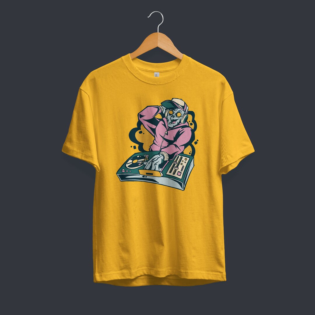 Zombie DJ graphic tee front graphic – Fourth Dimension Club