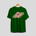Saturn Cartoon Half-Sleeve T-Shirt — Green