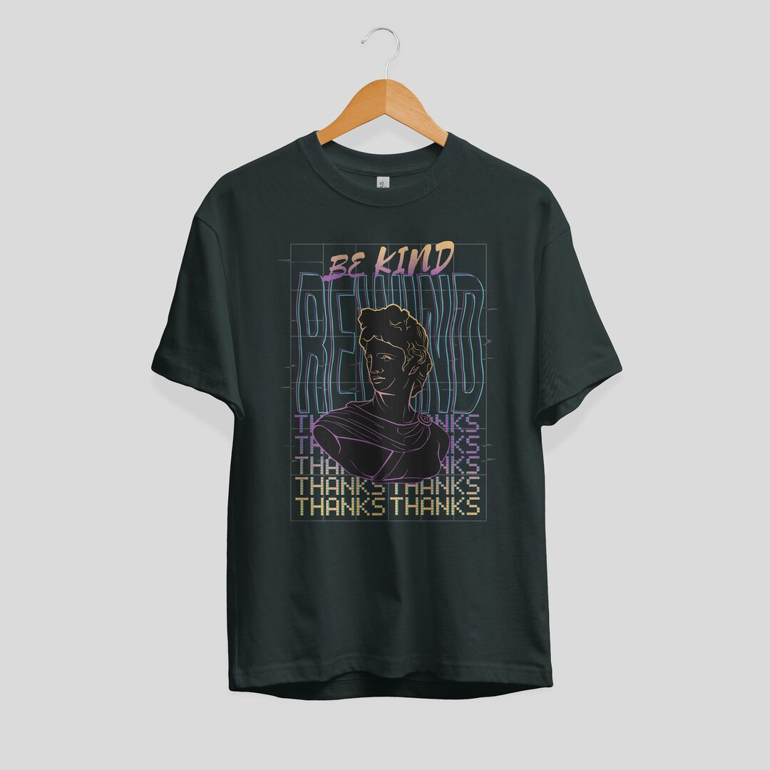 Be Kind Rewind graphic tee front print – Fourth Dimension Club