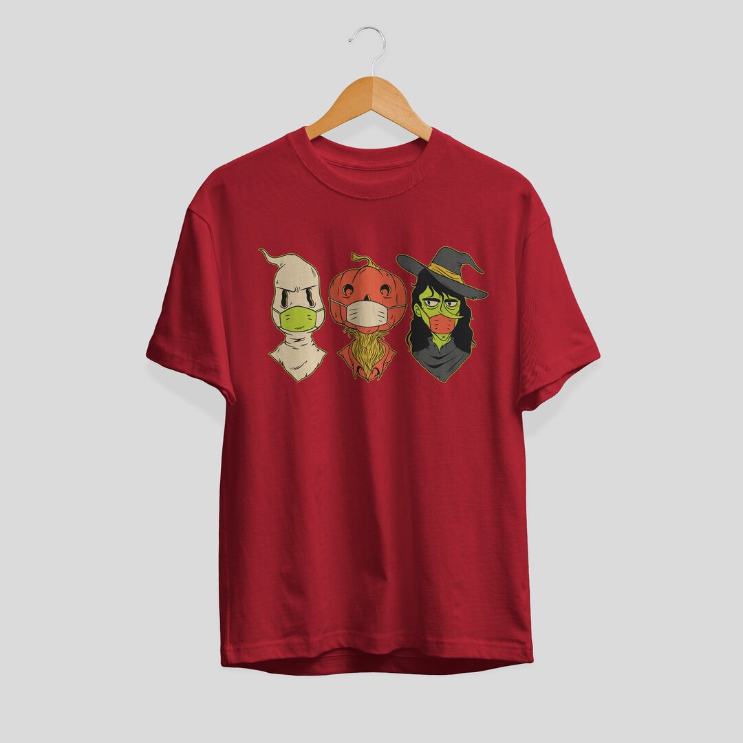 Halloween Creatures 2020 Unisex Half Sleeve T-Shirt — Maroon