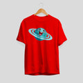 Uranus Cartoon Half-Sleeve T-Shirt — Red