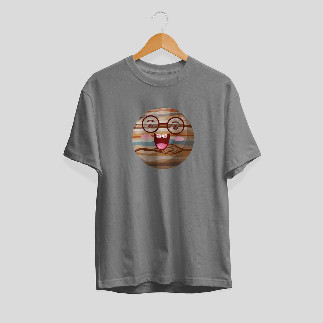 Jupiter Cartoon Half-Sleeve T-Shirt — Grey