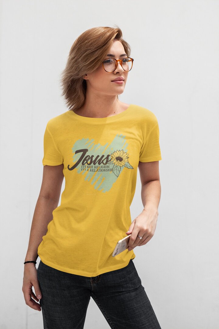 Jesus Half Sleeve T-Shirt — Yellow (2)