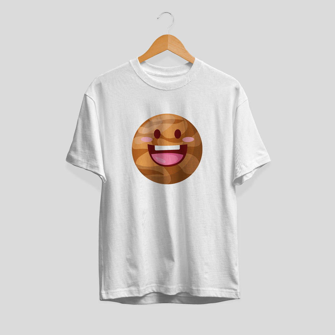 Mars Cartoon Half-Sleeve T-Shirt — White