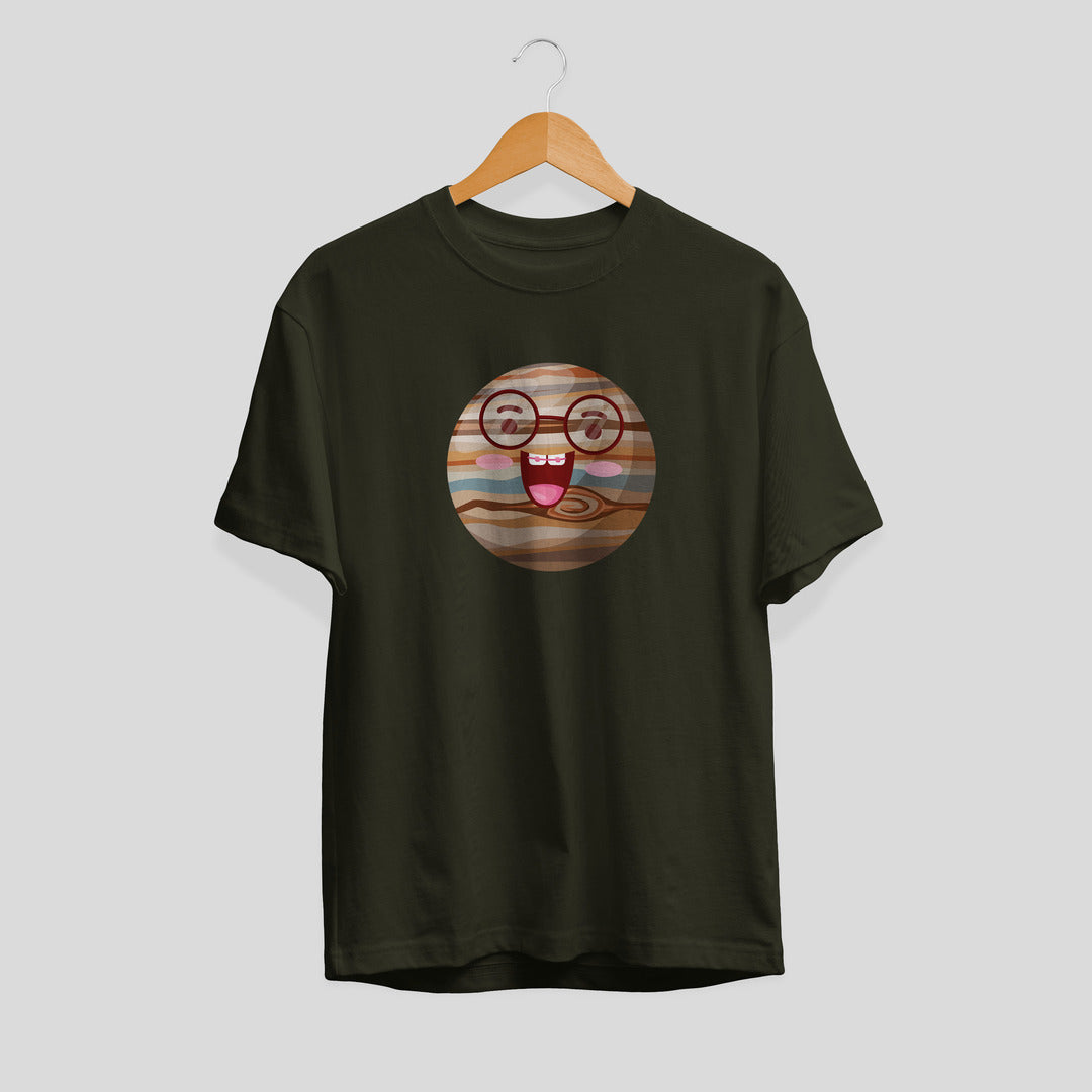 Jupiter Cartoon Half-Sleeve T-Shirt — Olive