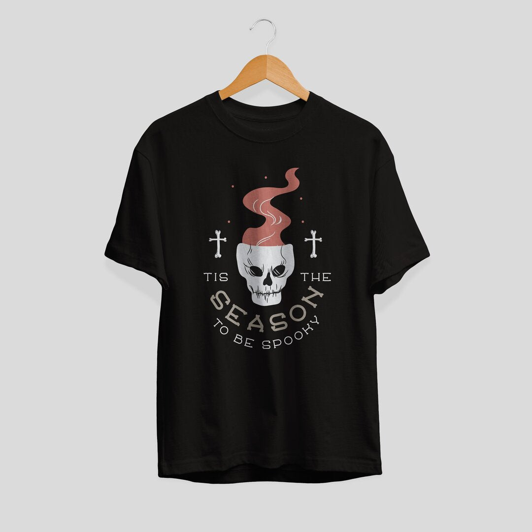 Halloween Skull Unisex Half Sleeve T-Shirt — Black