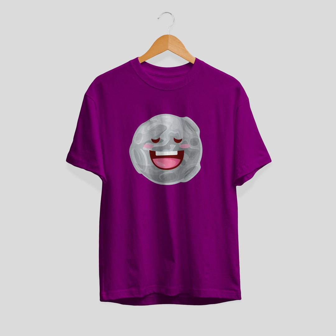 Moon Cartoon Half-Sleeve T-Shirt — Purple