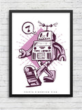Happy Robot framed poster – Fourth Dimension Club