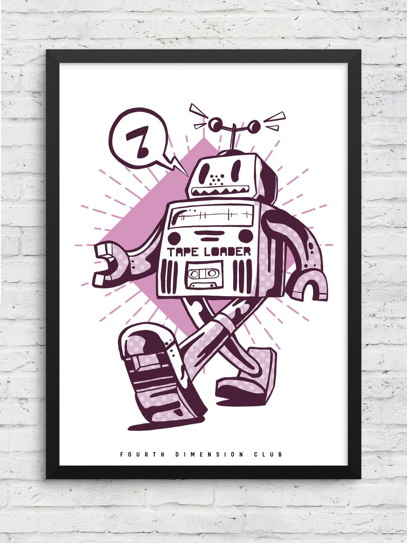 Happy Robot framed poster – Fourth Dimension Club