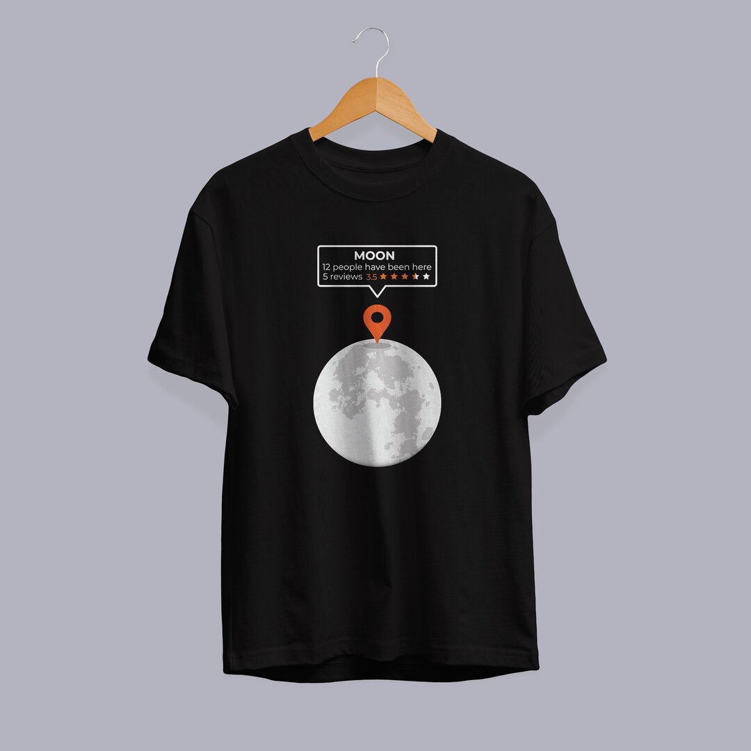 Moon Location Half Sleeve T-Shirt — Black