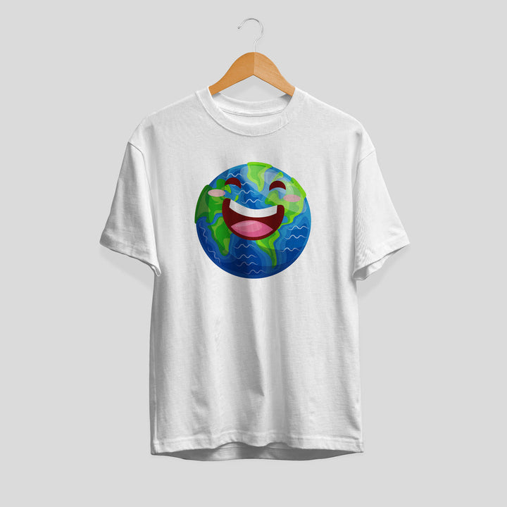 Earth Cartoon Half-Sleeve T-Shirt