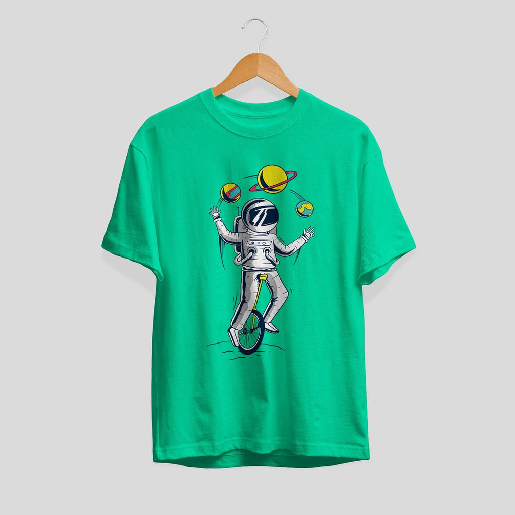 Astronaut Juggler Half Sleeve T-Shirt — Flag Green