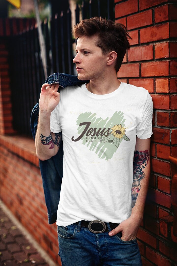 Jesus Half Sleeve T-Shirt — White (2)