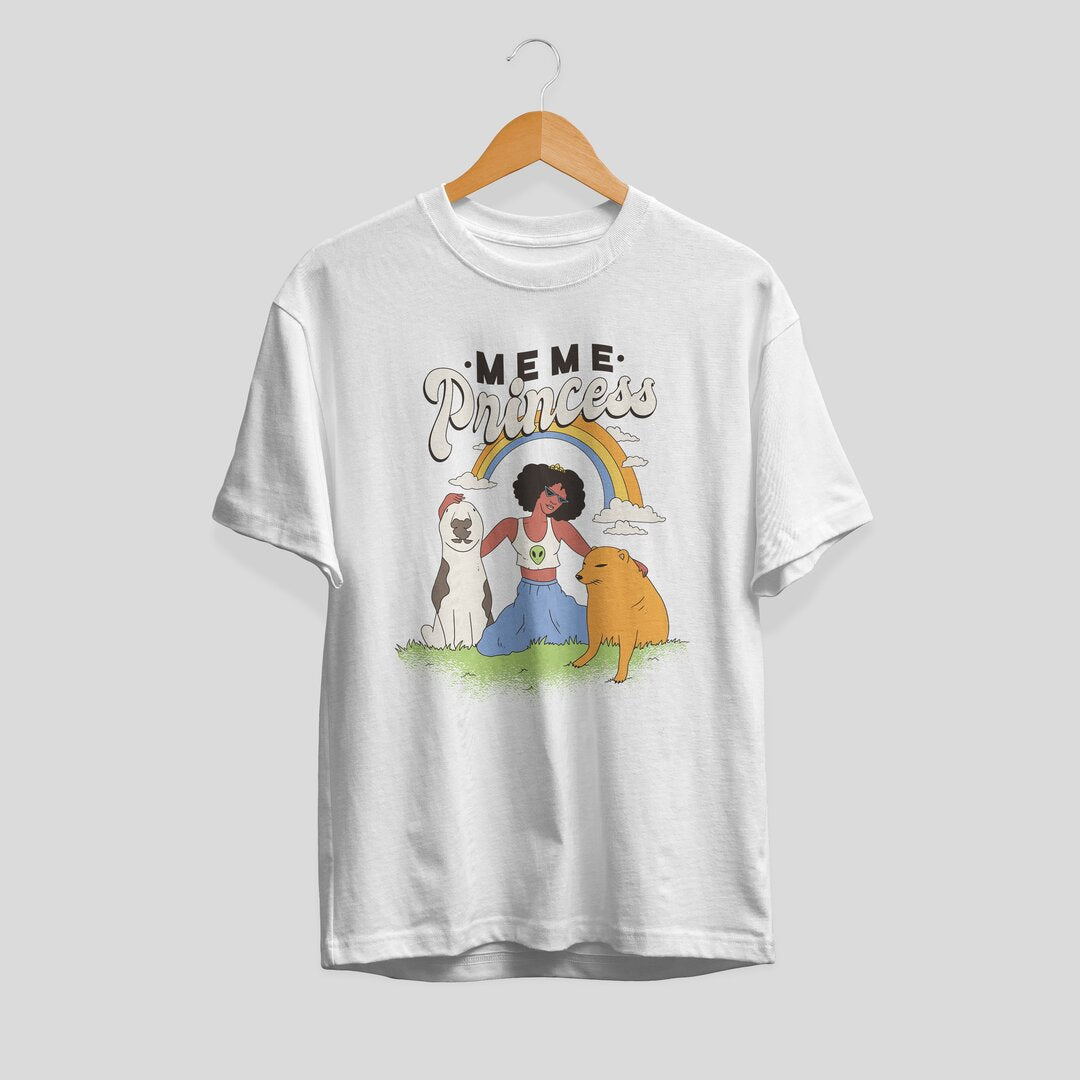 Meme Princess Half Sleeve T-Shirt — White