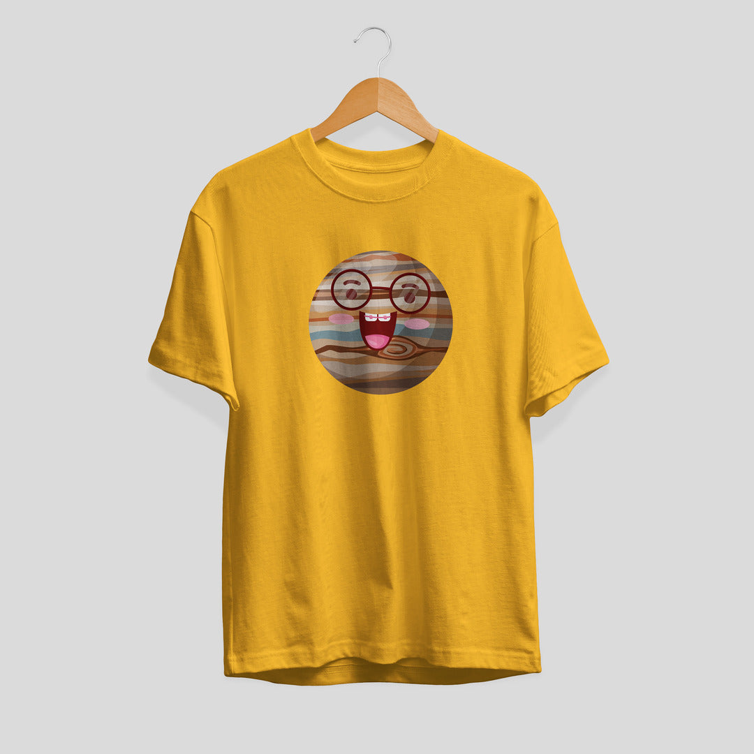Jupiter Cartoon Half-Sleeve T-Shirt — Yellow