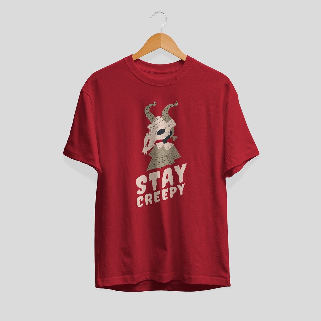 Halloween Girl Creature Unisex Half Sleeve T-Shirt — Maroon