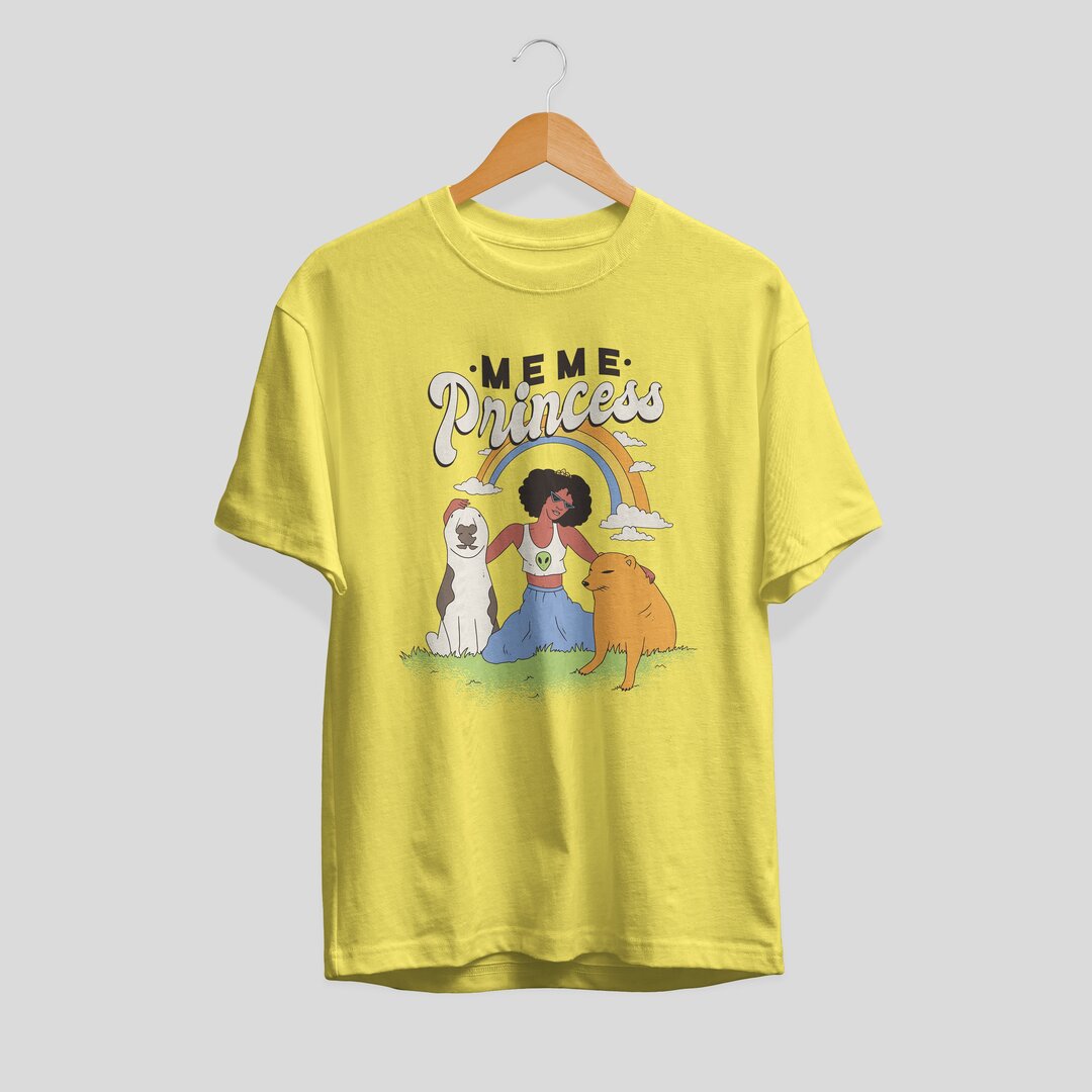 Meme Princess Half Sleeve T-Shirt — Yellow