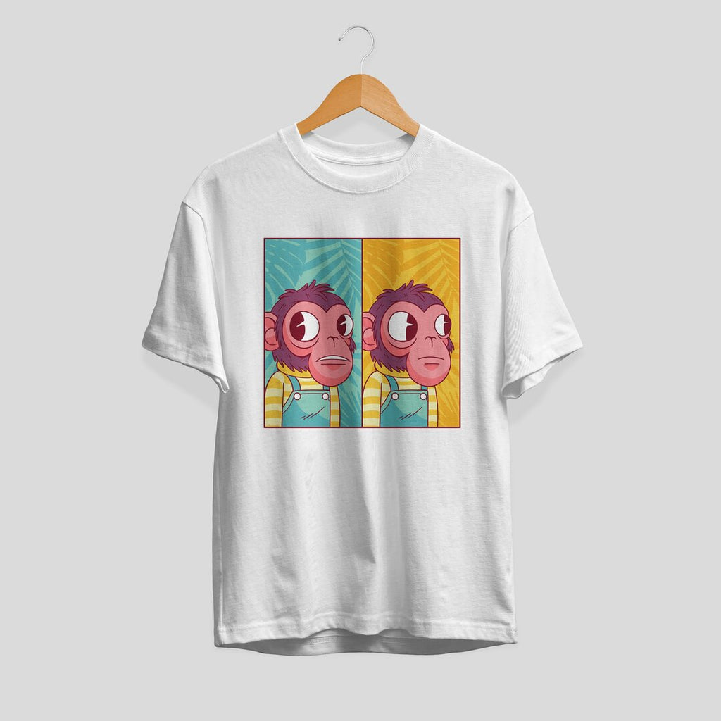 Awkward Monkey Half Sleeve T-Shirt — White