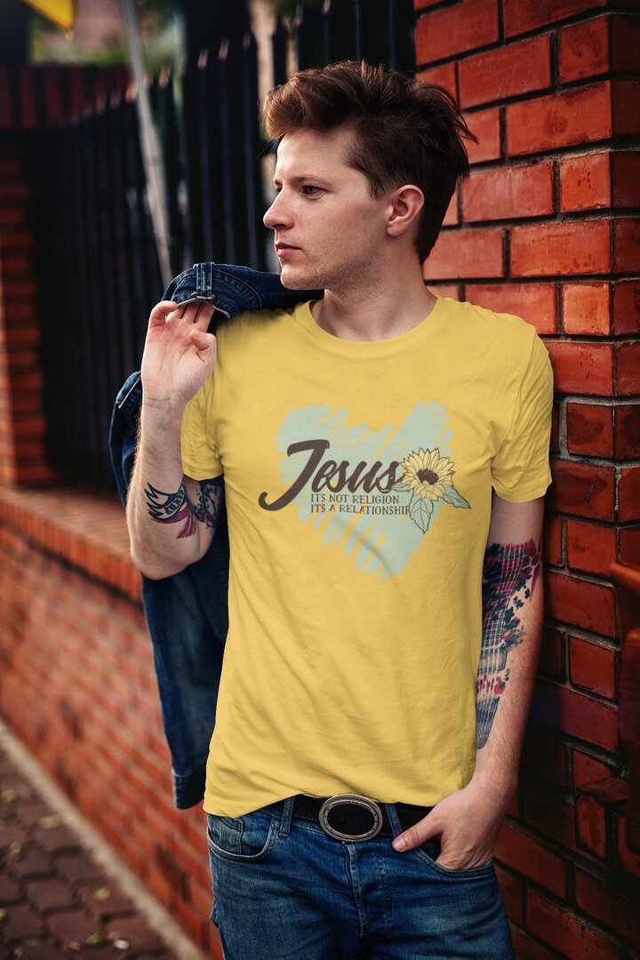 Jesus Half Sleeve T-Shirt — Yellow