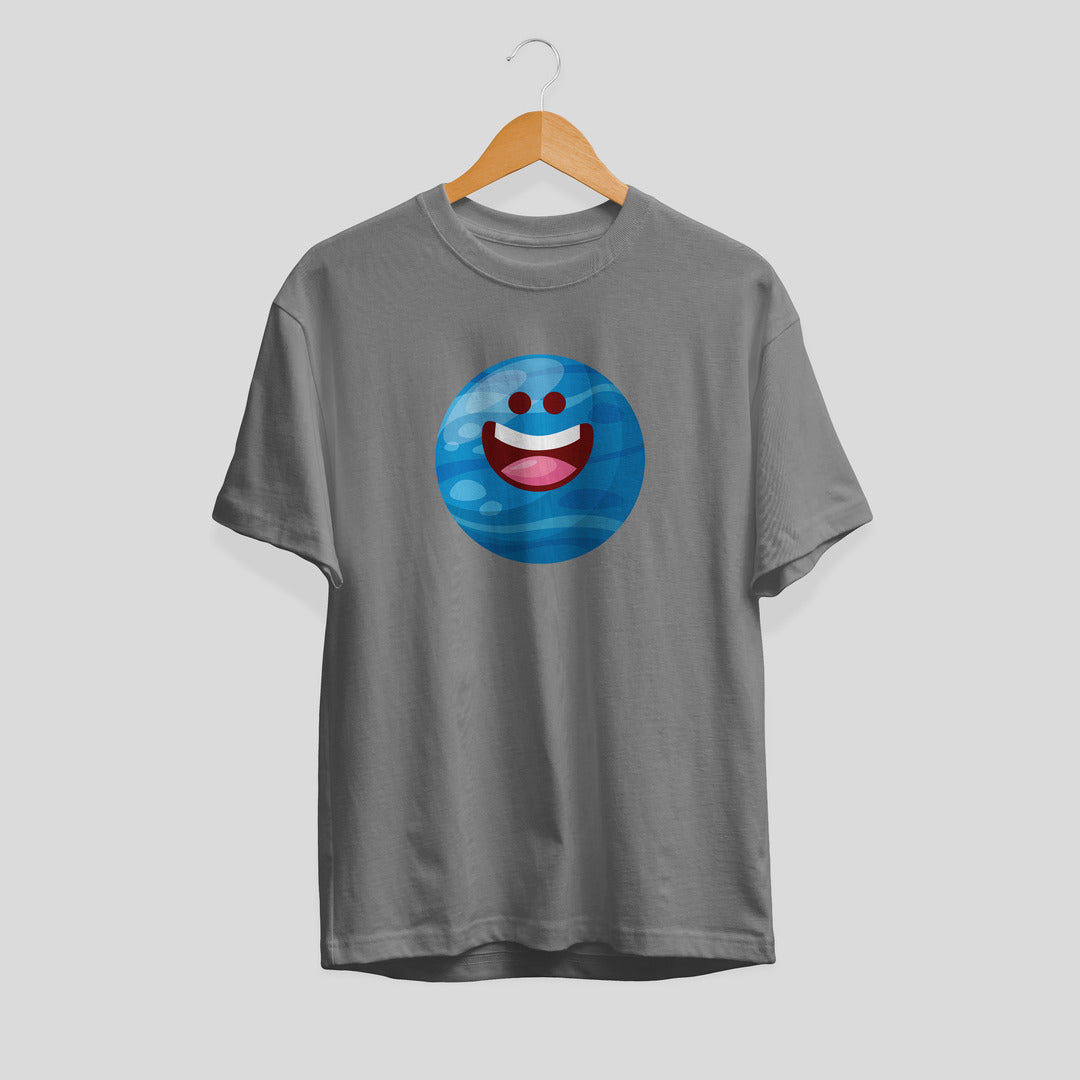 Neptune Cartoon Half-Sleeve T-Shirt — Grey