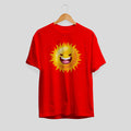 Sun Cartoon Half-Sleeve T-Shirt — Red