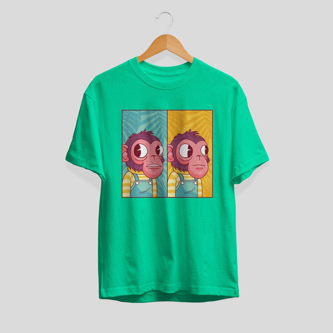 Awkward Monkey Half Sleeve T-Shirt — Flag Green