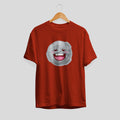 Moon Cartoon Half-Sleeve T-Shirt — Brick Red