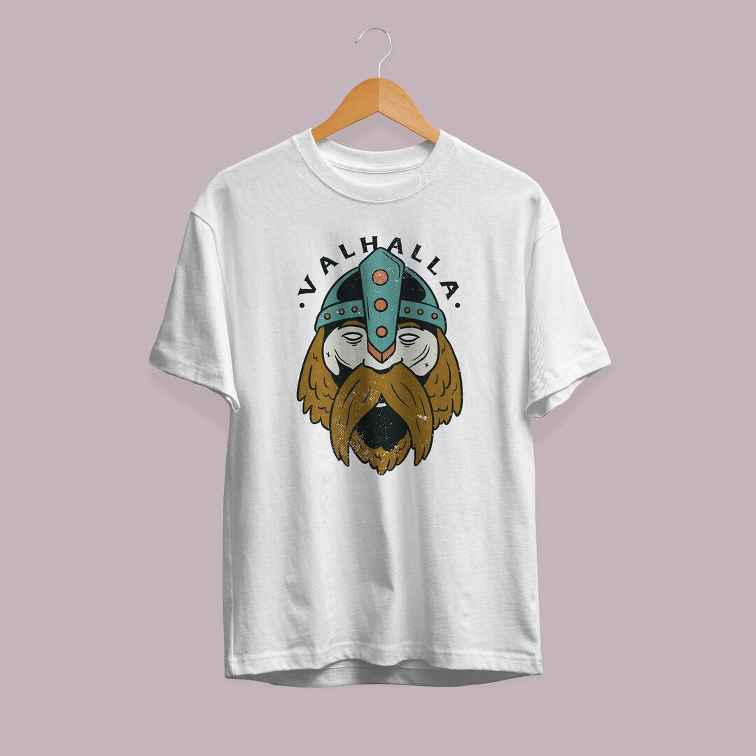 Valhalla Viking Half Sleeve T-Shirt — White