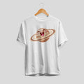 Saturn Cartoon Half-Sleeve T-Shirt — White