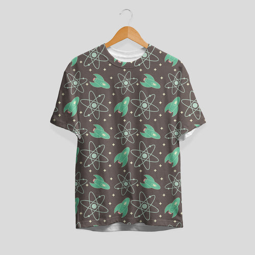 Atom, Rocket & Stars Pattern T-Shirt