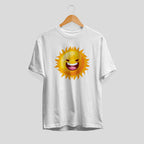 Sun Cartoon Half-Sleeve T-Shirt — White