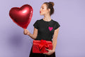 Little Heart Valentines Half Sleeve Unisex T-Shirt — BLACK