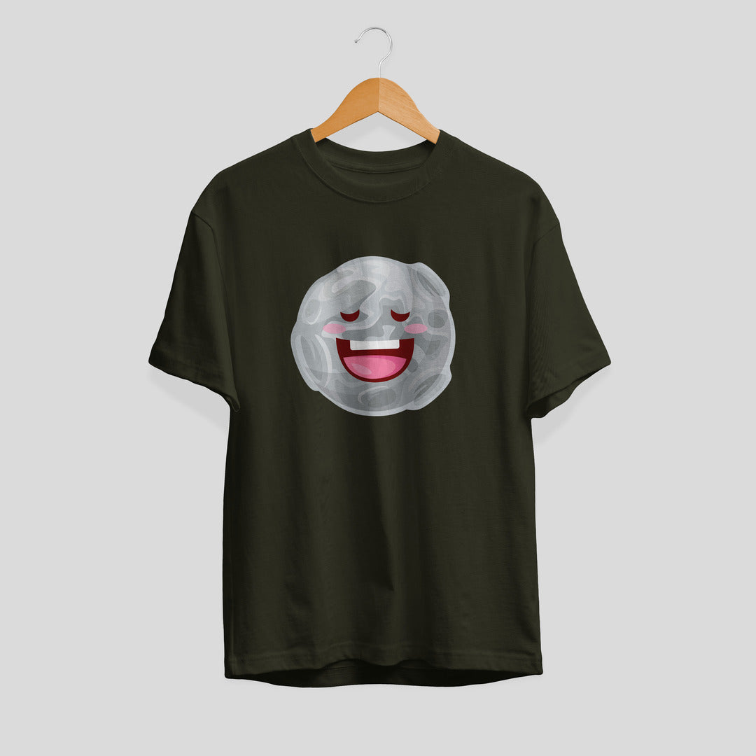 Moon Cartoon science tee front graphic – Fourth Dimension Club