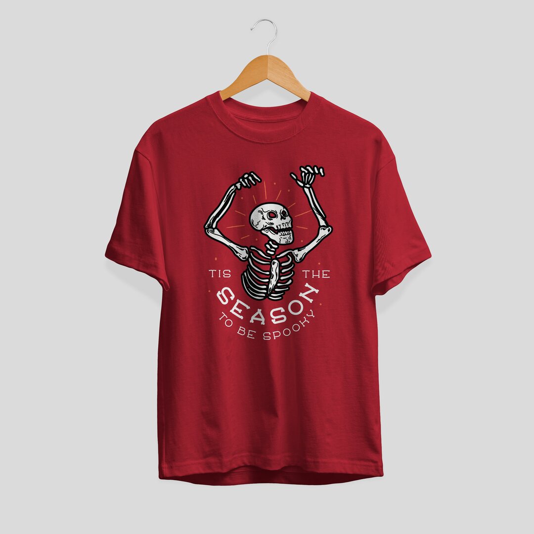 Spooky Season Halloween Unisex Half Sleeve T-Shirt — Maroon