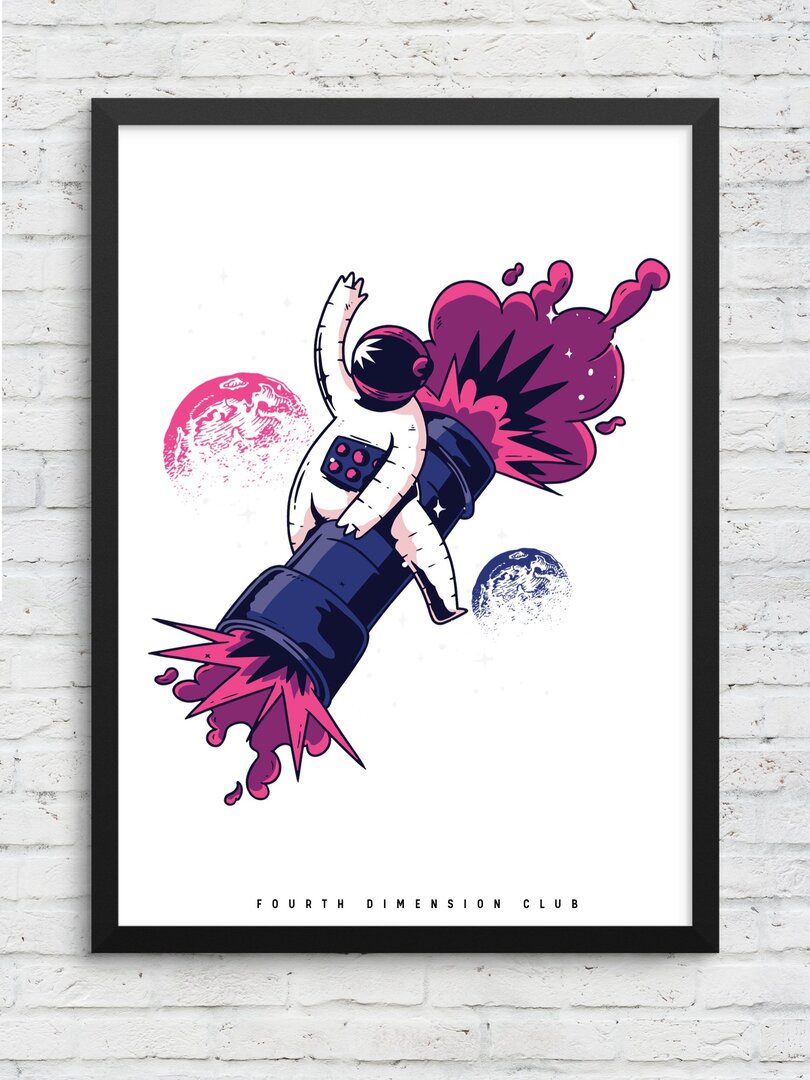 Astronaut Bazooka framed poster – Fourth Dimension Club