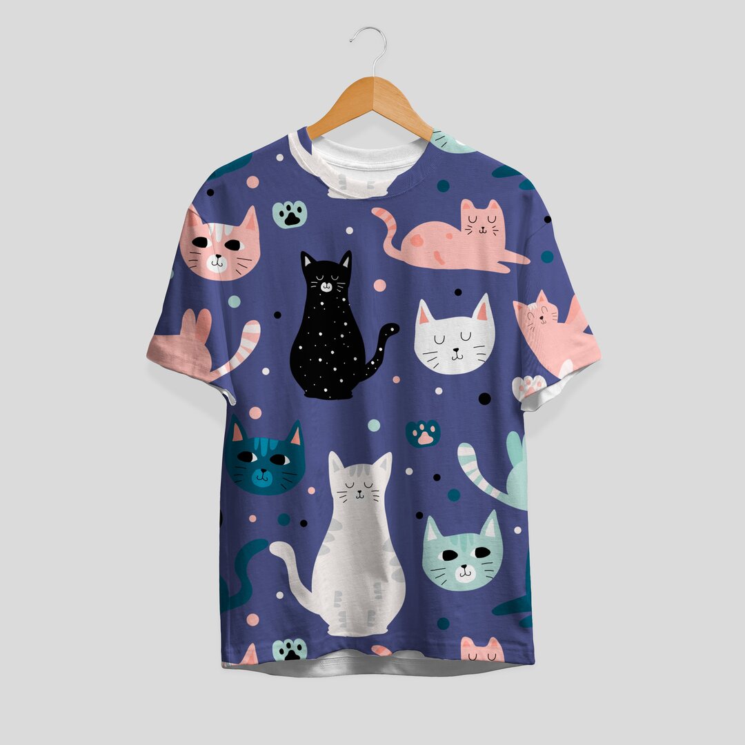 Cats & Paws Pattern T-Shirt