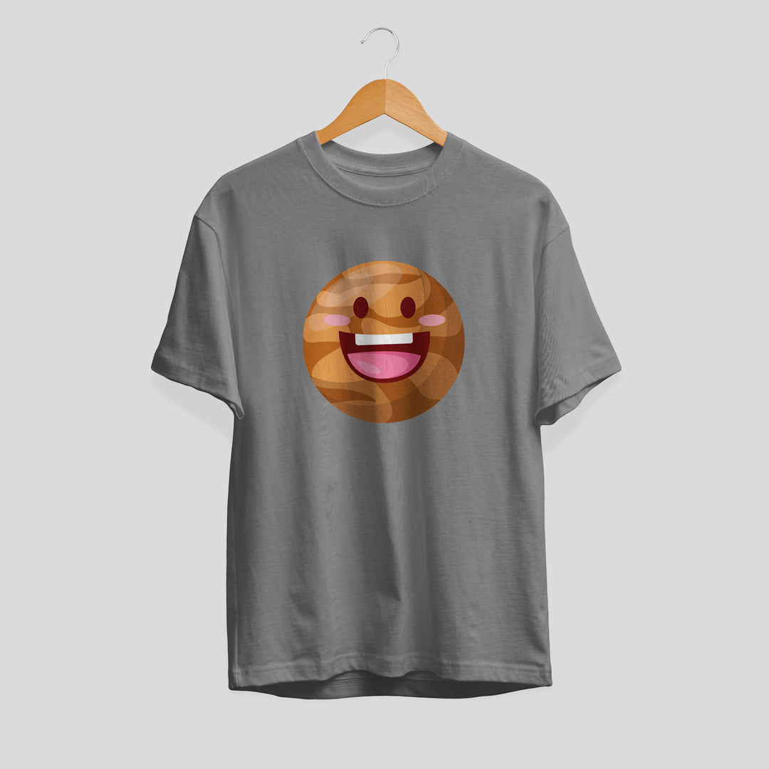 Mars Cartoon Half-Sleeve T-Shirt — Grey