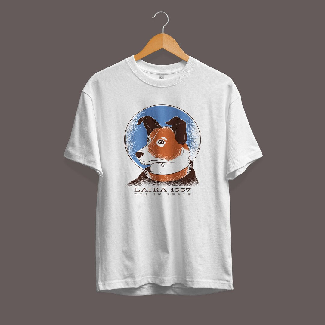 Laika 1957 science tee front graphic – Fourth Dimension Club