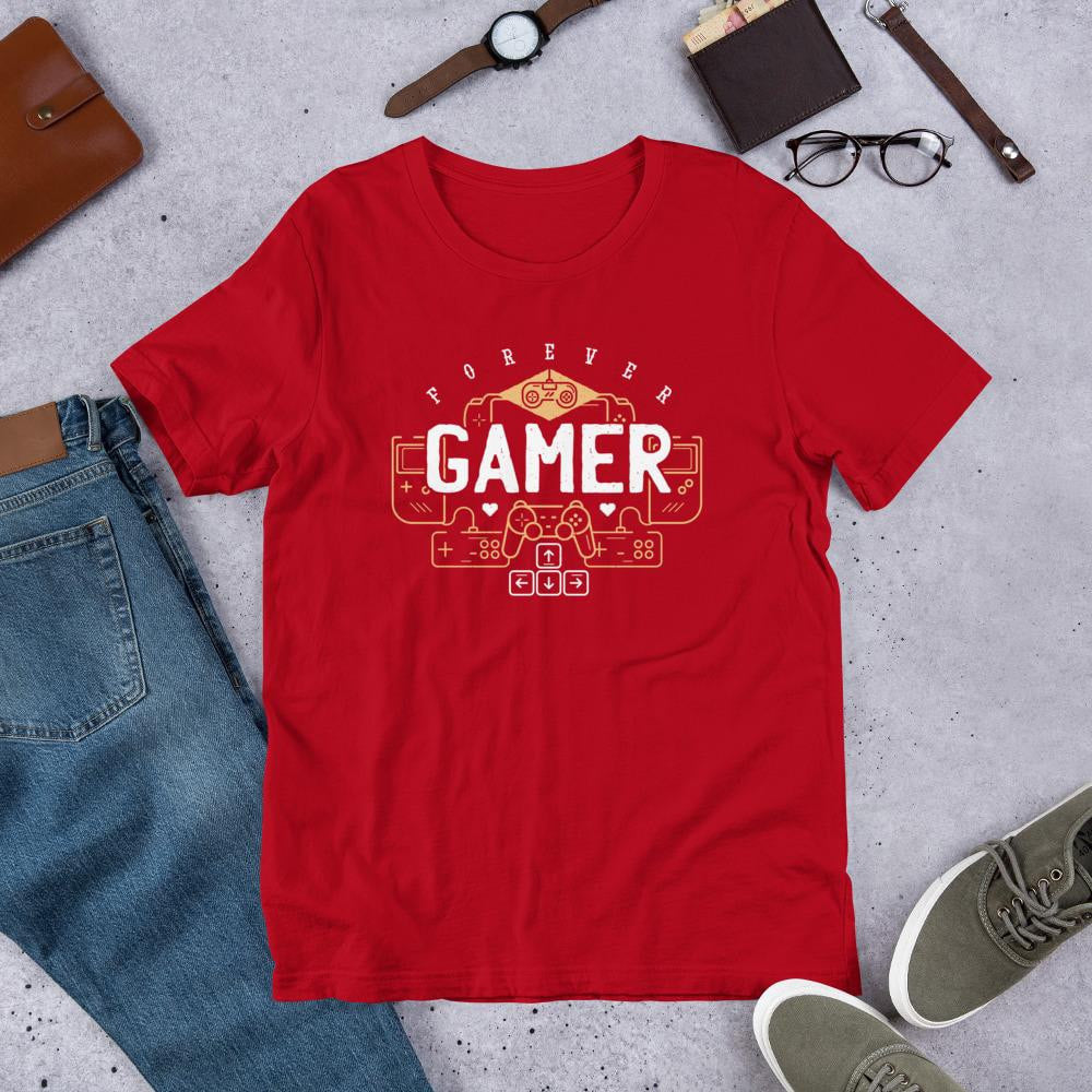 Forever Gamer Half Sleeve T-Shirt — Red