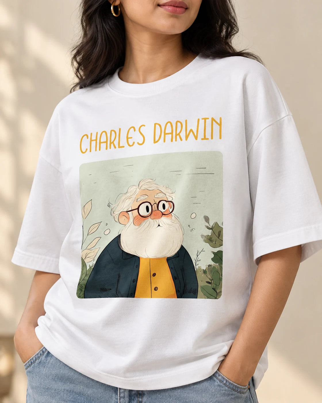 Charles Darwin Oversized French Terry T-Shirt #GeniusDoodles