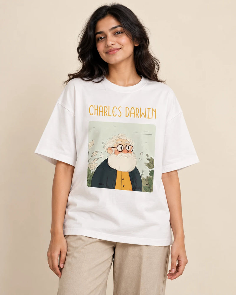 Charles Darwin Oversized French Terry T-Shirt #GeniusDoodles