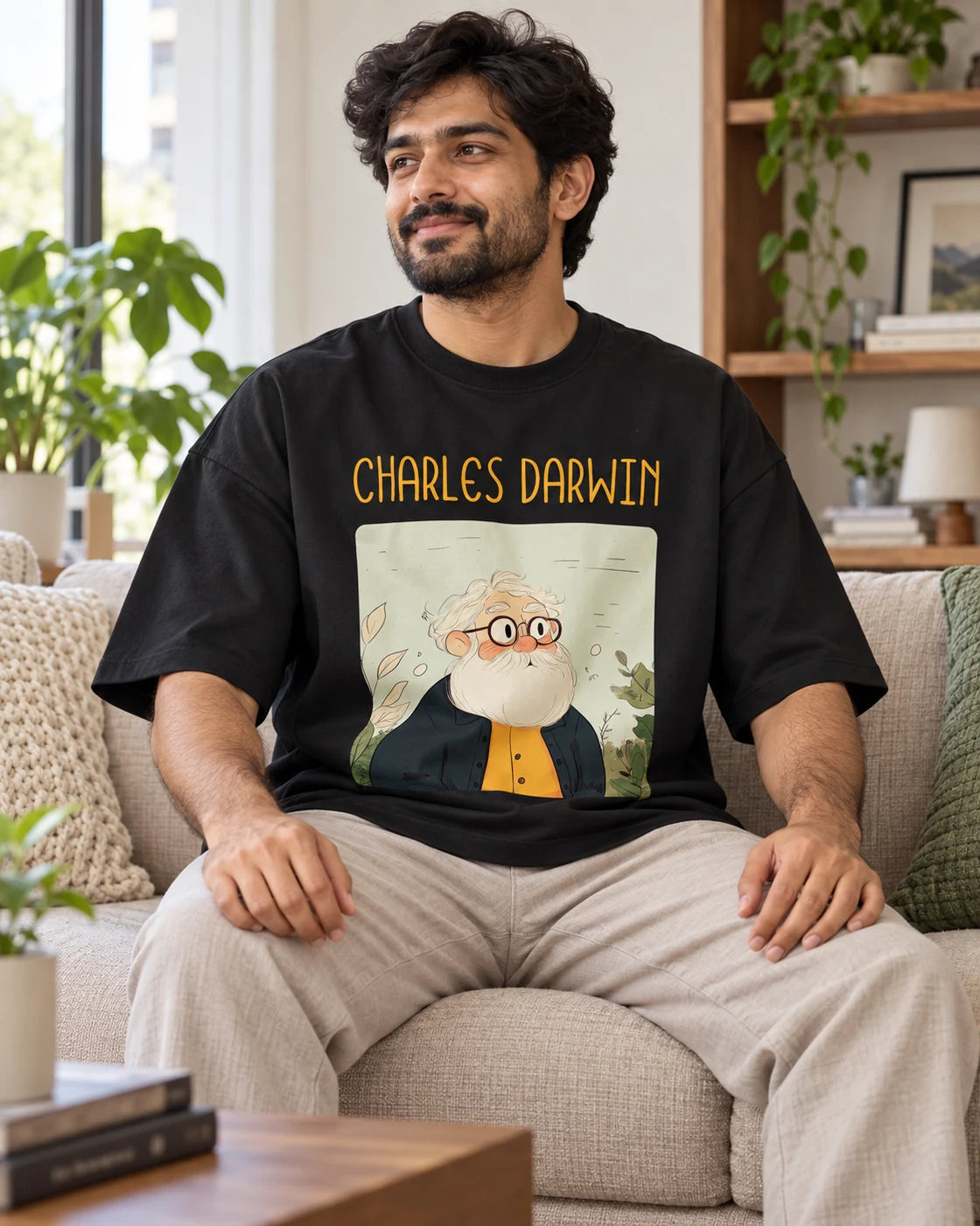 Charles Darwin Oversized French Terry T-Shirt #GeniusDoodles