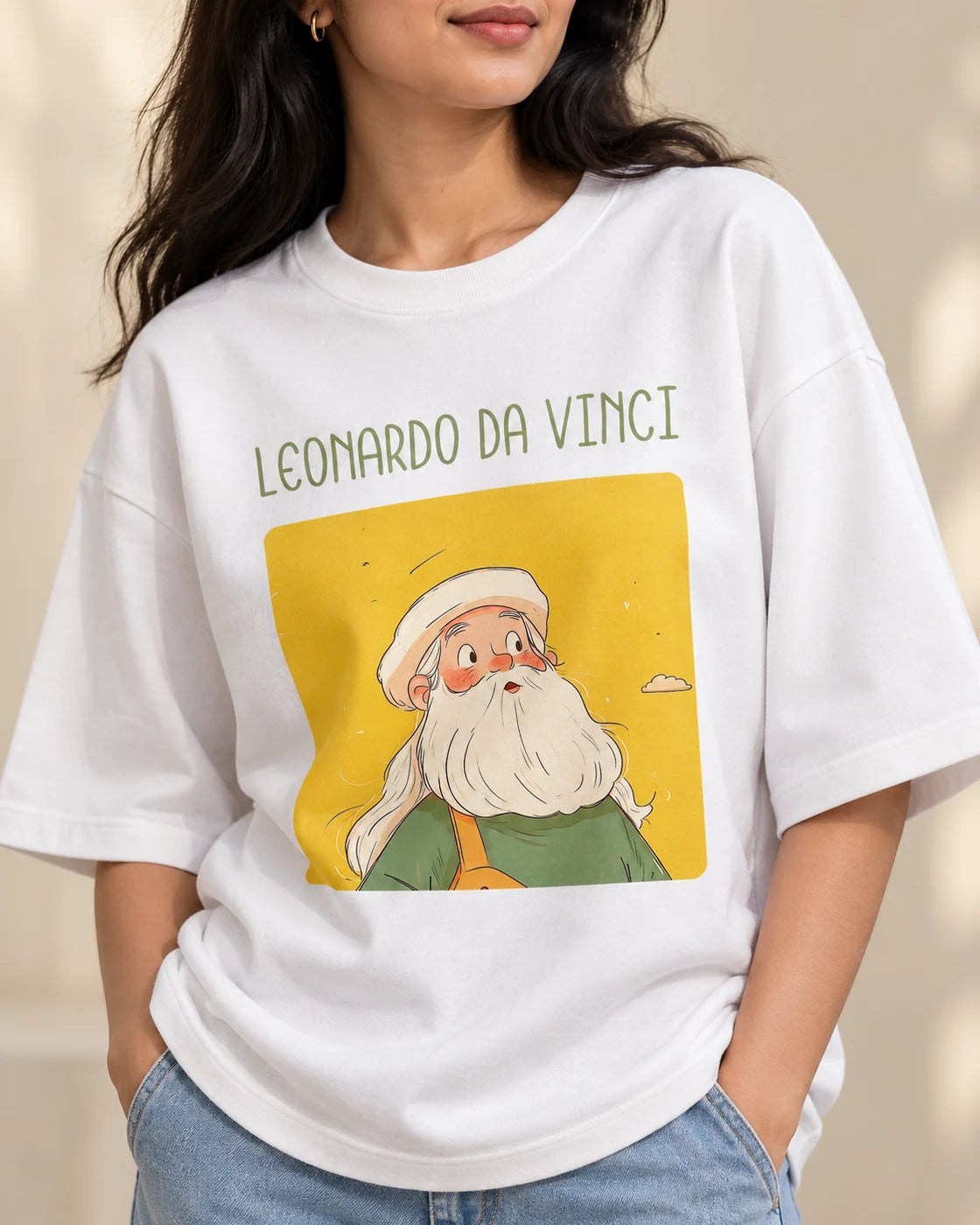 Leonardo da Vinci Oversized French Terry T-Shirt #GeniusDoodles