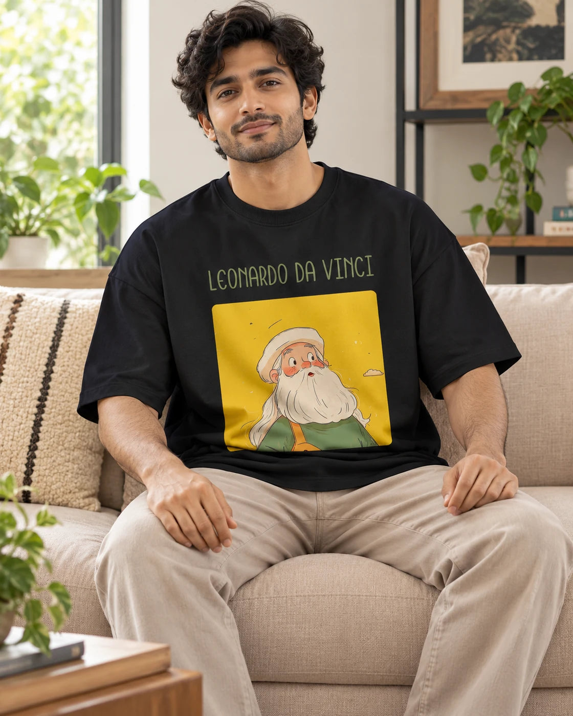 Leonardo da Vinci Oversized French Terry T-Shirt #GeniusDoodles