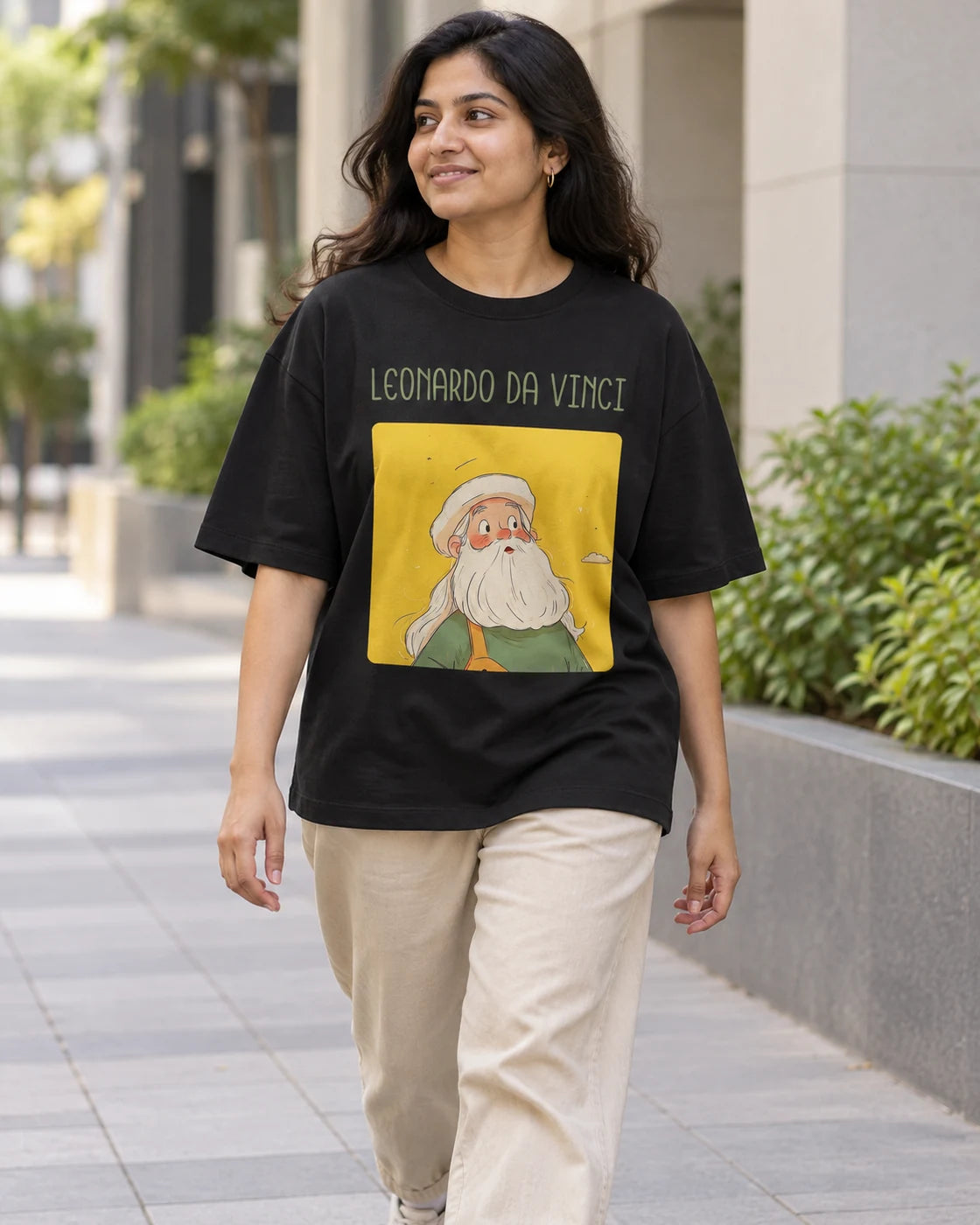 Leonardo da Vinci Oversized French Terry T-Shirt #GeniusDoodles
