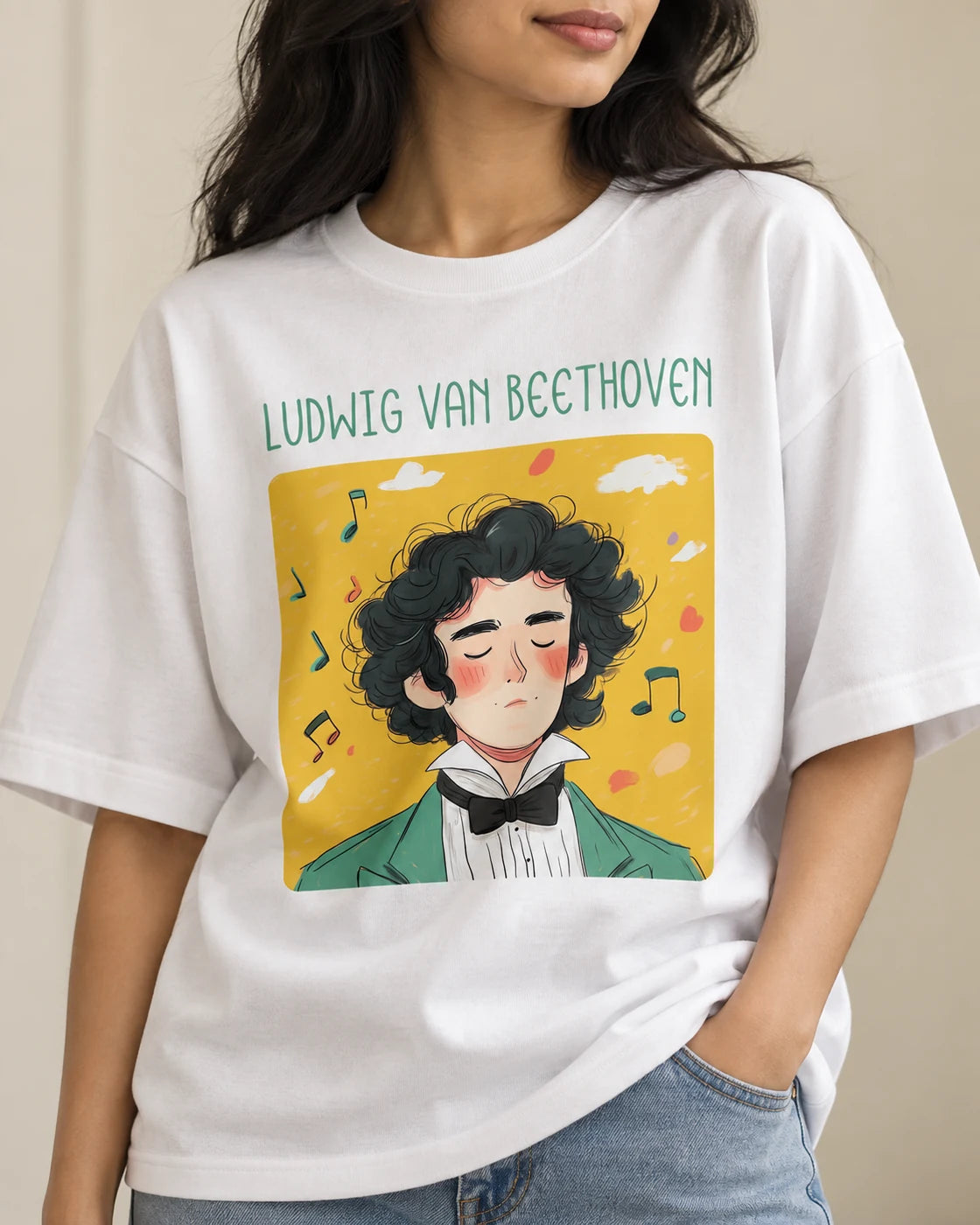 Ludwig van Beethoven Oversized French Terry T-Shirt #GeniusDoodles