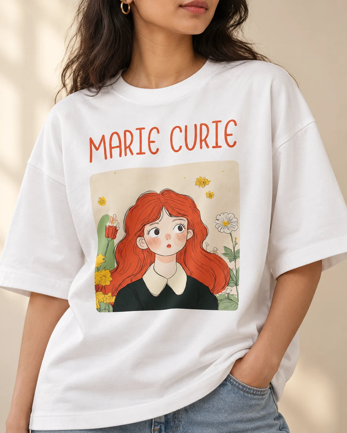 Marie Curie Oversized French Terry T-Shirt #GeniusDoodles